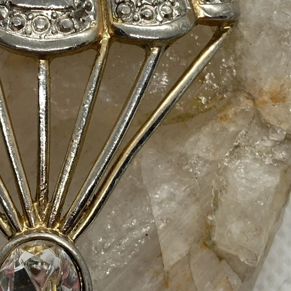 Vintage Lot of 3 Silver Tone Pin Brooch Clear Rhinestone Sarah‎ Coventry Flower